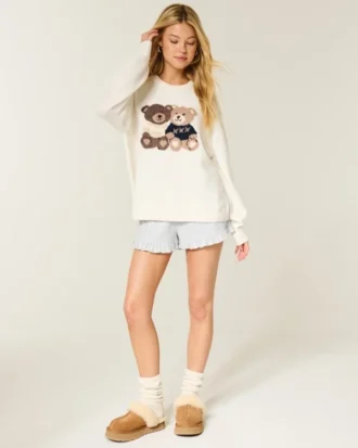 Flanellshorts med flæser