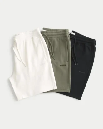 Fleece-shorts med logo, der går til over knæet, 3-pak