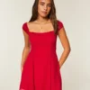 Flocked Chiffon Mini Dress Flocked Chiffon Mini Dress