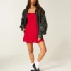 Flocked Chiffon Mini Dress Flocked Chiffon Mini Dress