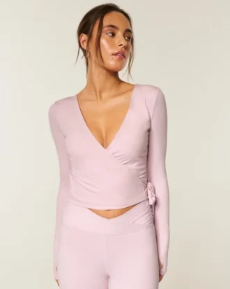 Gilly Hicks Active Recharge langærmet wrap-top