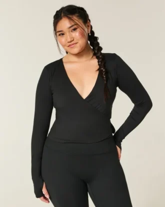 Gilly Hicks Active Recharge langærmet wrap-top
