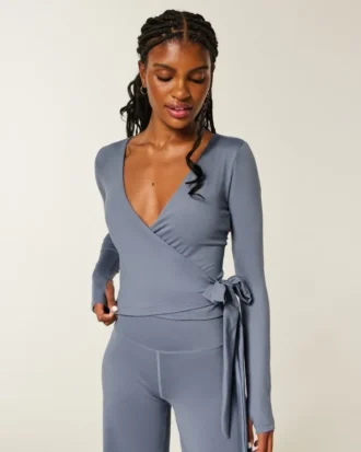 Gilly Hicks Active Recharge langærmet wrap-top