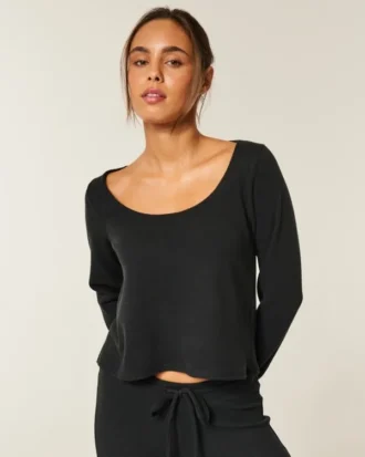 Gilly Hicks Always Cozy Waffle langærmet scoop top