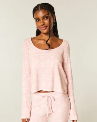 Gilly Hicks Always Cozy Waffle langærmet scoop top