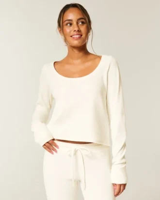 Gilly Hicks Always Cozy Waffle langærmet scoop top