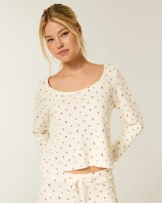 Gilly Hicks Always Cozy Waffle langærmet scoop top