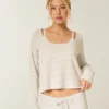 Gilly Hicks Always Cozy Waffle langærmet scoop top