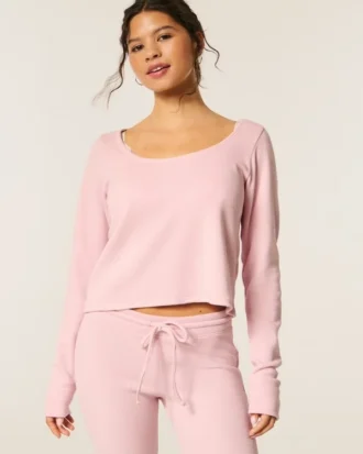 Gilly Hicks Always Cozy Waffle langærmet scoop top