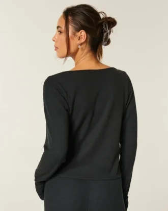Gilly Hicks Always Cozy Waffle langærmet scoop top