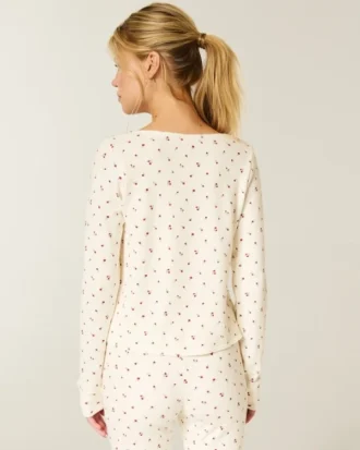 Gilly Hicks Always Cozy Waffle langærmet scoop top