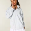 Gilly Hicks Bow Embroidery Sherpa Quarter-Zip Sweatshirt Gilly Hicks Bow Embroidery Sherpa Quarter-Zip Sweatshirt