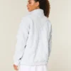 Gilly Hicks Bow Embroidery Sherpa Quarter-Zip Sweatshirt Gilly Hicks Bow Embroidery Sherpa Quarter-Zip Sweatshirt