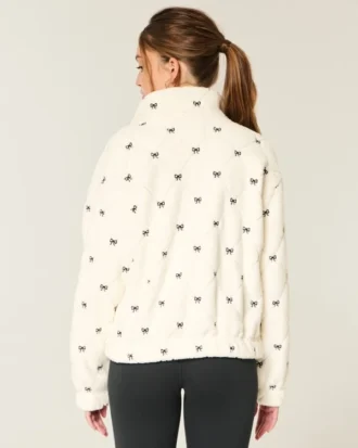 Gilly Hicks broderet sherpa-sweatshirt med lynlås