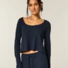 Gilly Hicks Cozy Waffle langærmet scoop top