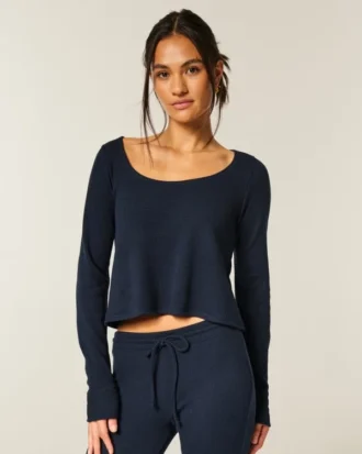 Gilly Hicks Cozy Waffle langærmet scoop top