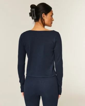 Gilly Hicks Cozy Waffle langærmet scoop top