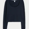 Gilly Hicks Cozy Waffle langærmet scoop top