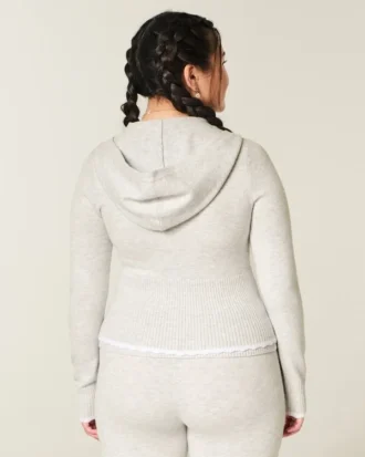 Gilly Hicks Scalloped Hem Zip-Up Hoodie Sweater