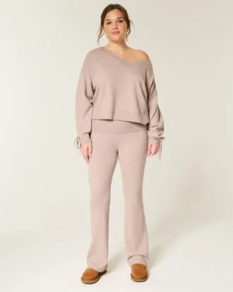Gilly Hicks Sweater-strikket bukser med foldet talje