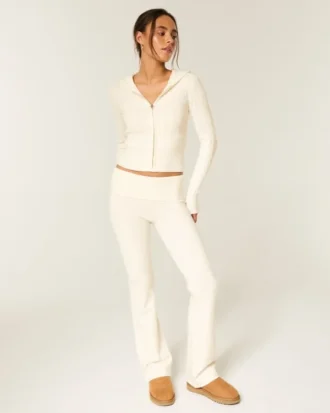 Gilly Hicks Sweater-strikket fold-over bootcut-bukser