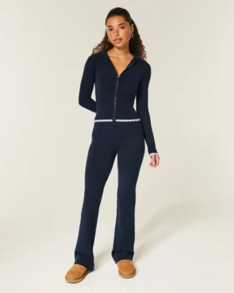 Gilly Hicks Sweater-strikket fold-over bootcut-bukser
