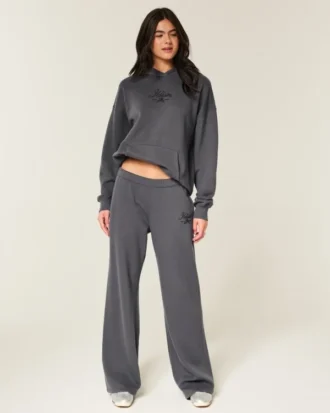 Glitrende logo-grafik Sweatpants med brede ben