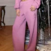 Glitrende rosenmotiv Sweatpants med brede ben Glitrende rosenmotiv Sweatpants med brede ben