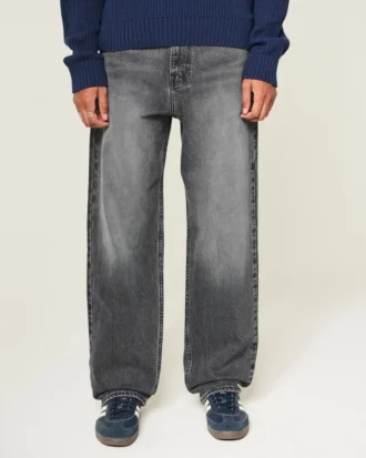 Grå baggy jeans med hjerteprint