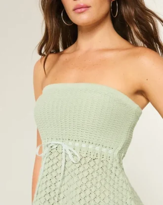 Hæklet stropløs sweater med rørformet top