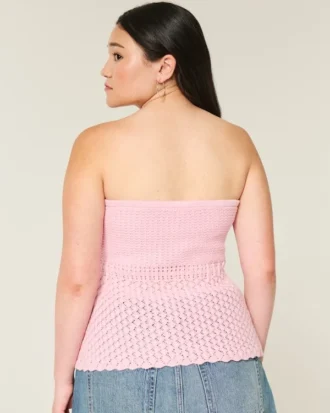 Hæklet stropløs sweater med rørformet top
