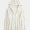 Hættetrøje med åben strik og ingen lukning