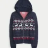 Hættetrøje med kunstig pels og Fair Isle-låsning Hættetrøje med kunstig pels og Fair Isle-låsning