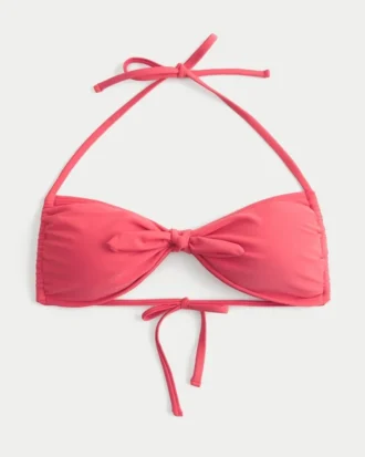 Halterbandeau-bikinitop med bindebånd foran