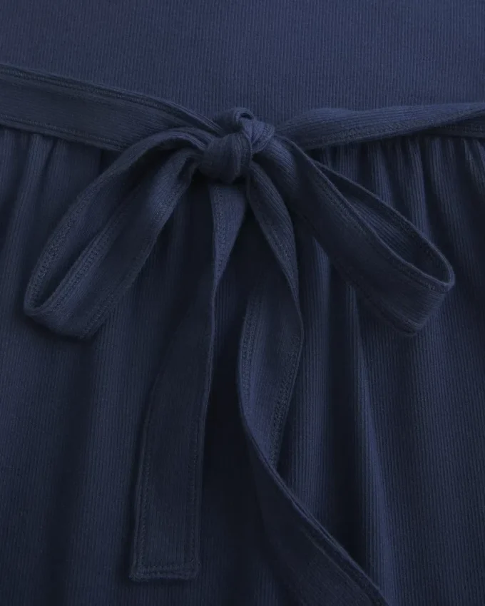 Henley Babydoll Top med bindebånd bagpå