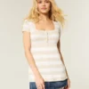 Henley-babydoll-top med korte ærmer
