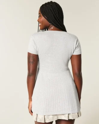Henley-babydoll-top med korte ærmer