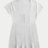 Henley-babydoll-top med korte ærmer