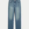 Højtaljede jeans i medium vask med lige ben Højtaljede jeans i medium vask med lige ben
