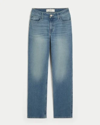 Højtaljede jeans i medium vask med lige ben