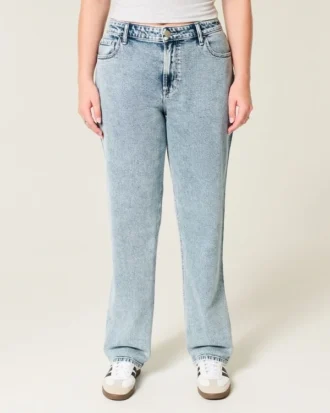 Højtaljede jeans i medium vask med lige ben