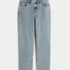 Højtaljede jeans i medium vask med lige ben Højtaljede jeans i medium vask med lige ben
