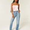 Højtaljede jeans med medium vask og lige ben Højtaljede jeans med medium vask og lige ben