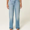 Højtaljede jeans med medium vask og lige ben Højtaljede jeans med medium vask og lige ben