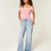 Højtaljede jeans med medium vask og løse ben Højtaljede jeans med medium vask og løse ben