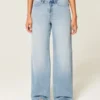 Højtaljede jeans med medium vask og løse ben Højtaljede jeans med medium vask og løse ben