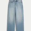 Højtaljede jeans med medium vask og løse ben Højtaljede jeans med medium vask og løse ben