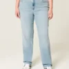 Højtaljede, lysvaskede jeans med lige ben Højtaljede, lysvaskede jeans med lige ben