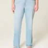 Højtaljede, lysvaskede jeans med lige ben Højtaljede, lysvaskede jeans med lige ben