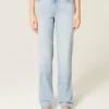 Højtaljede, lysvaskede jeans med lige ben Højtaljede, lysvaskede jeans med lige ben